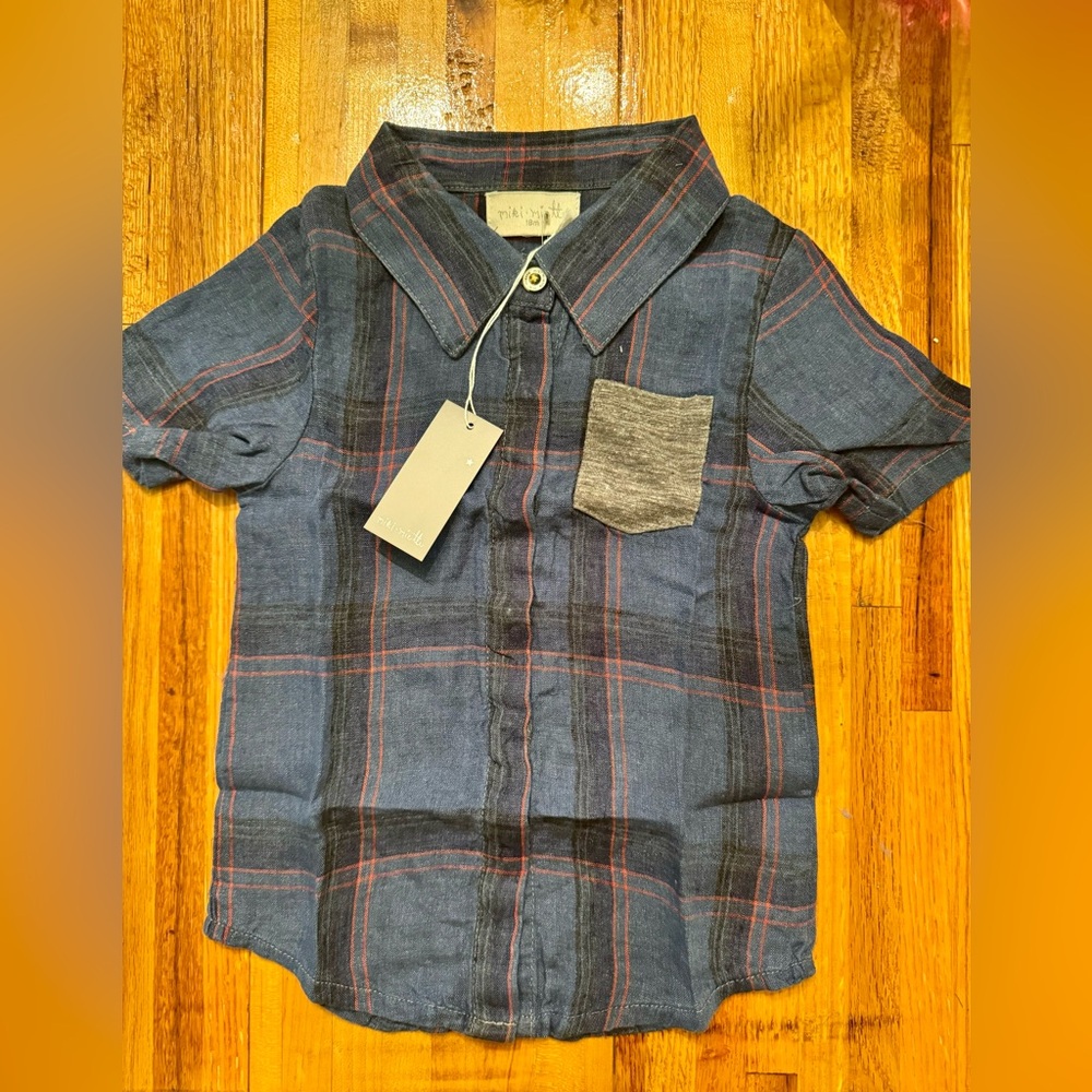 Miki Miette Blue plaid shirt